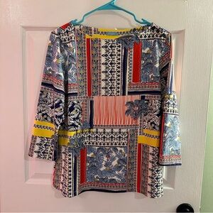 J. McLaughlin Catalina Cloth Wavesong Tee Shirt Multicolor Size XL